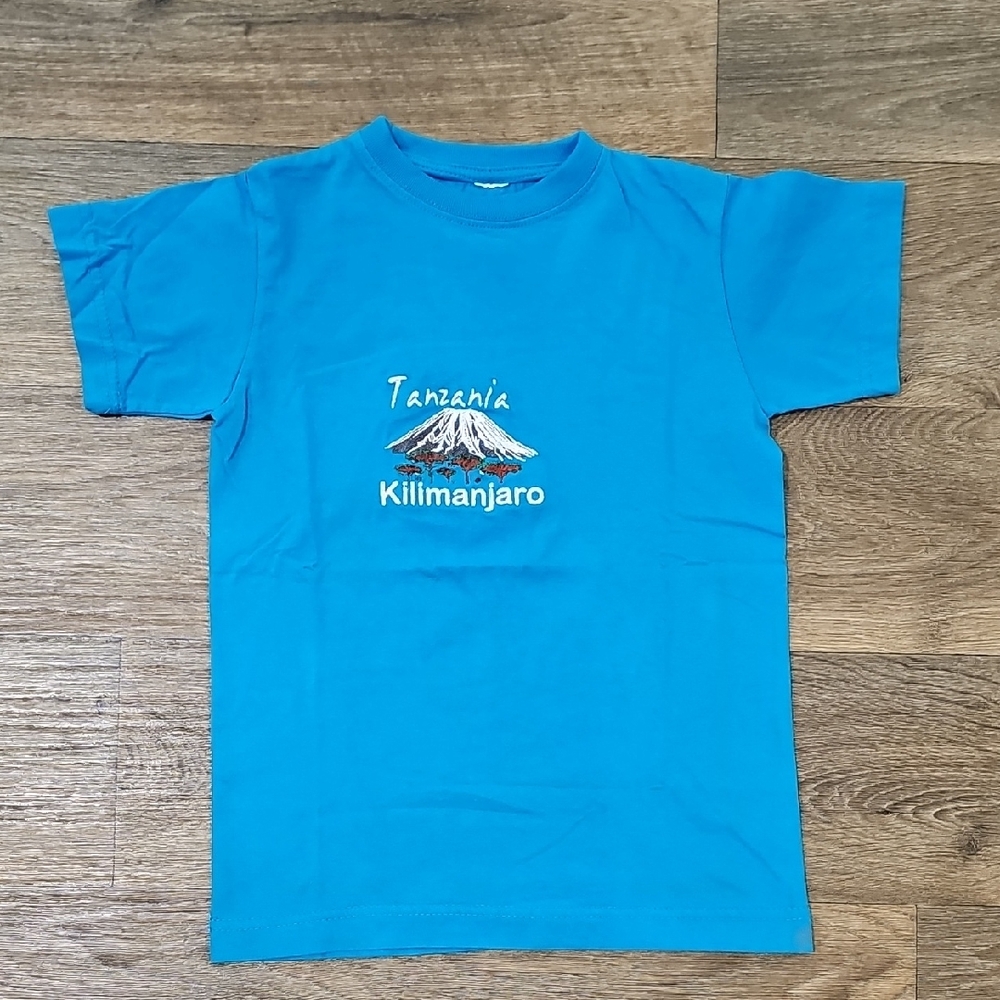 Blue Kids T-Shirt with Tanzania Kilimanjaro Design